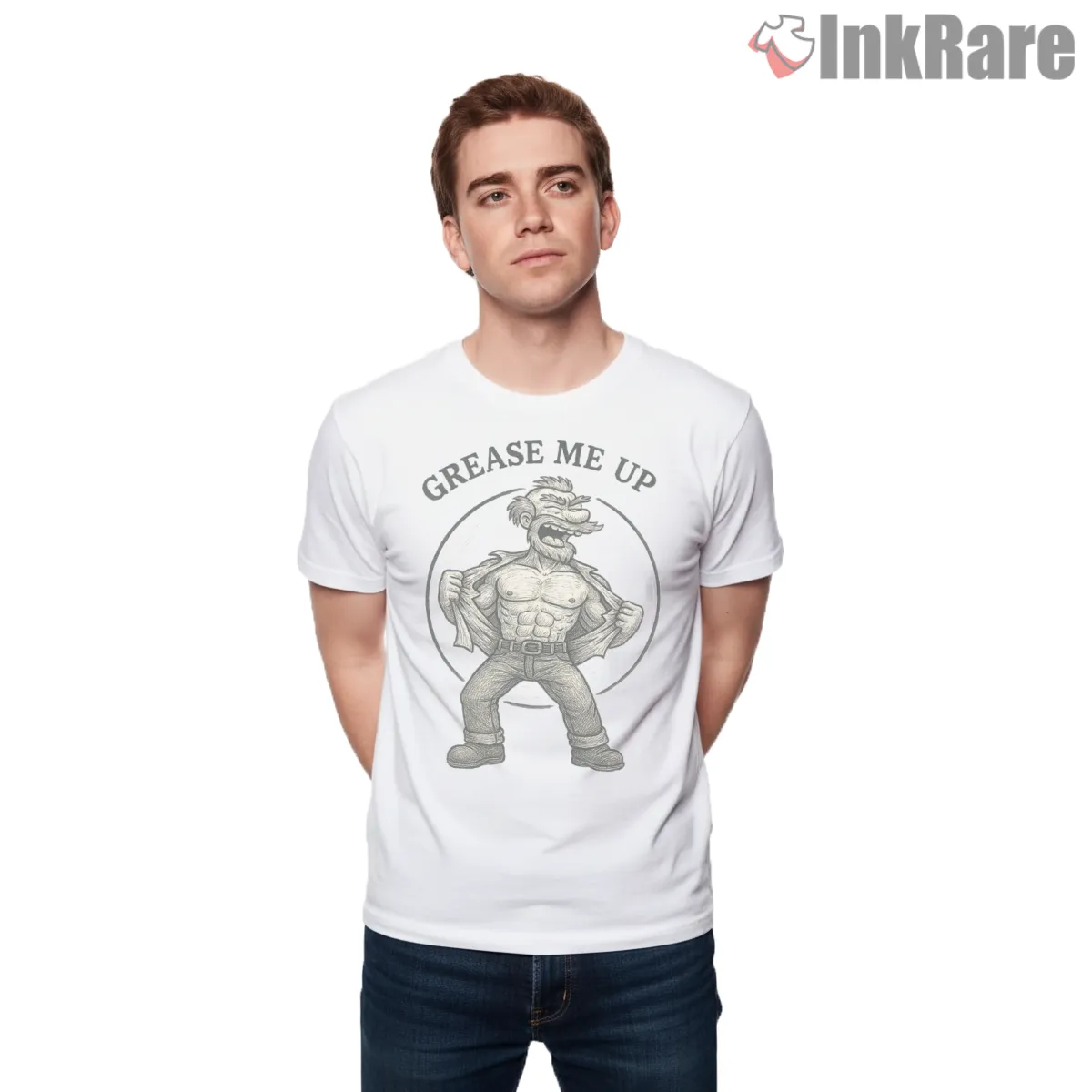 Groundskeeper Willie Grease Me Up Muscular Comedy Short Sleeve White Groundskeeper Willie Grease Me Up Muscular Comedy Shirt on white short sleeve shirt for men graphic tee