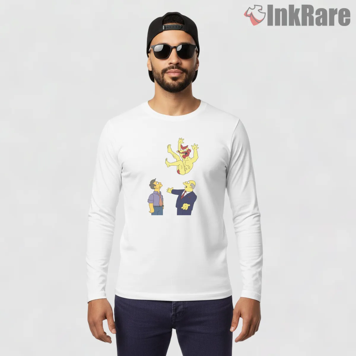 Groundskeeper Willie Make Way Chaos Cartoon Scene Long Sleeve White Groundskeeper Willie Make Way Chaos Cartoon Scene Shirt on white long sleeve shirt for men graphic tee