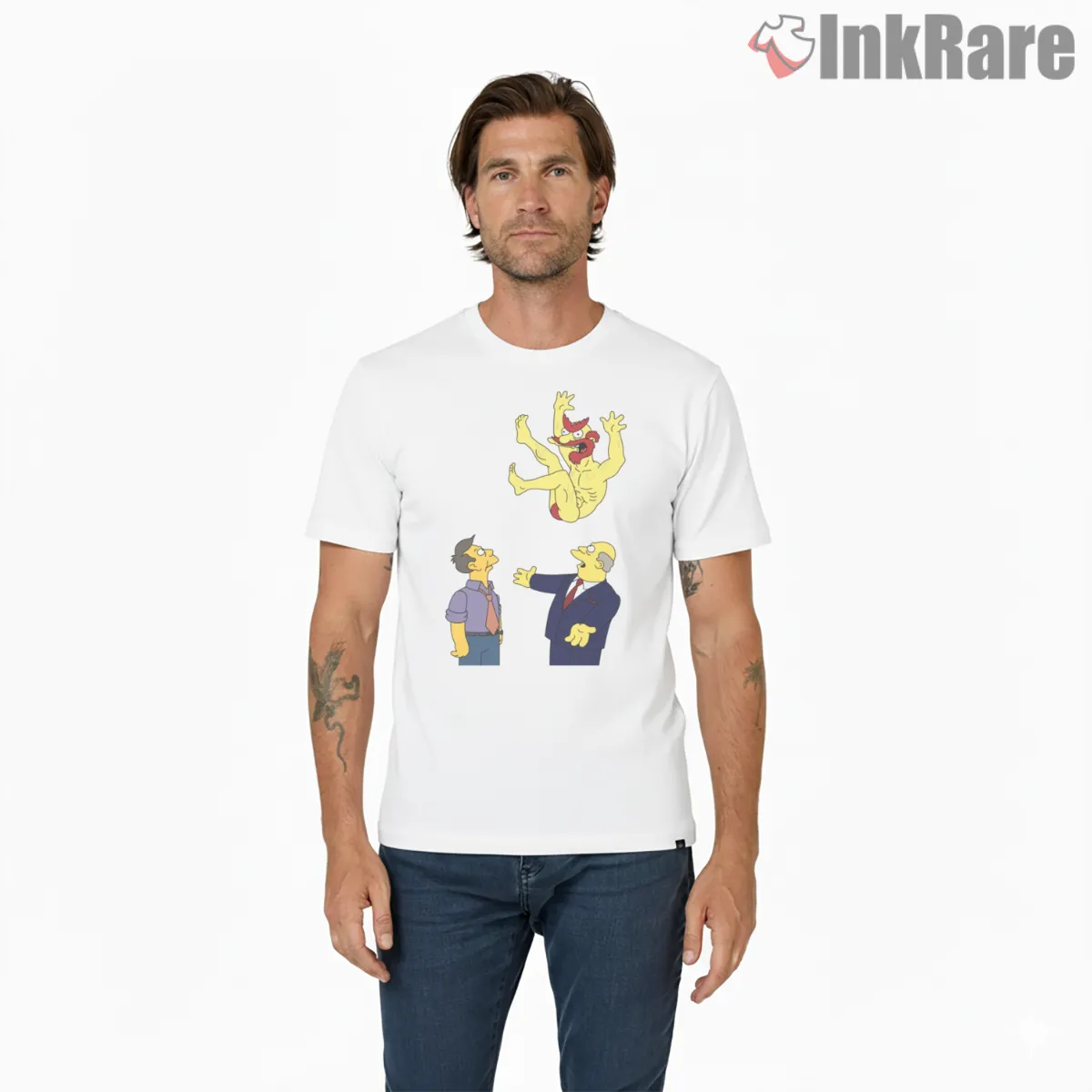 Groundskeeper Willie Make Way Chaos Cartoon Scene Short Sleeve White Groundskeeper Willie Make Way Chaos Cartoon Scene Shirt on white short sleeve shirt for men graphic tee