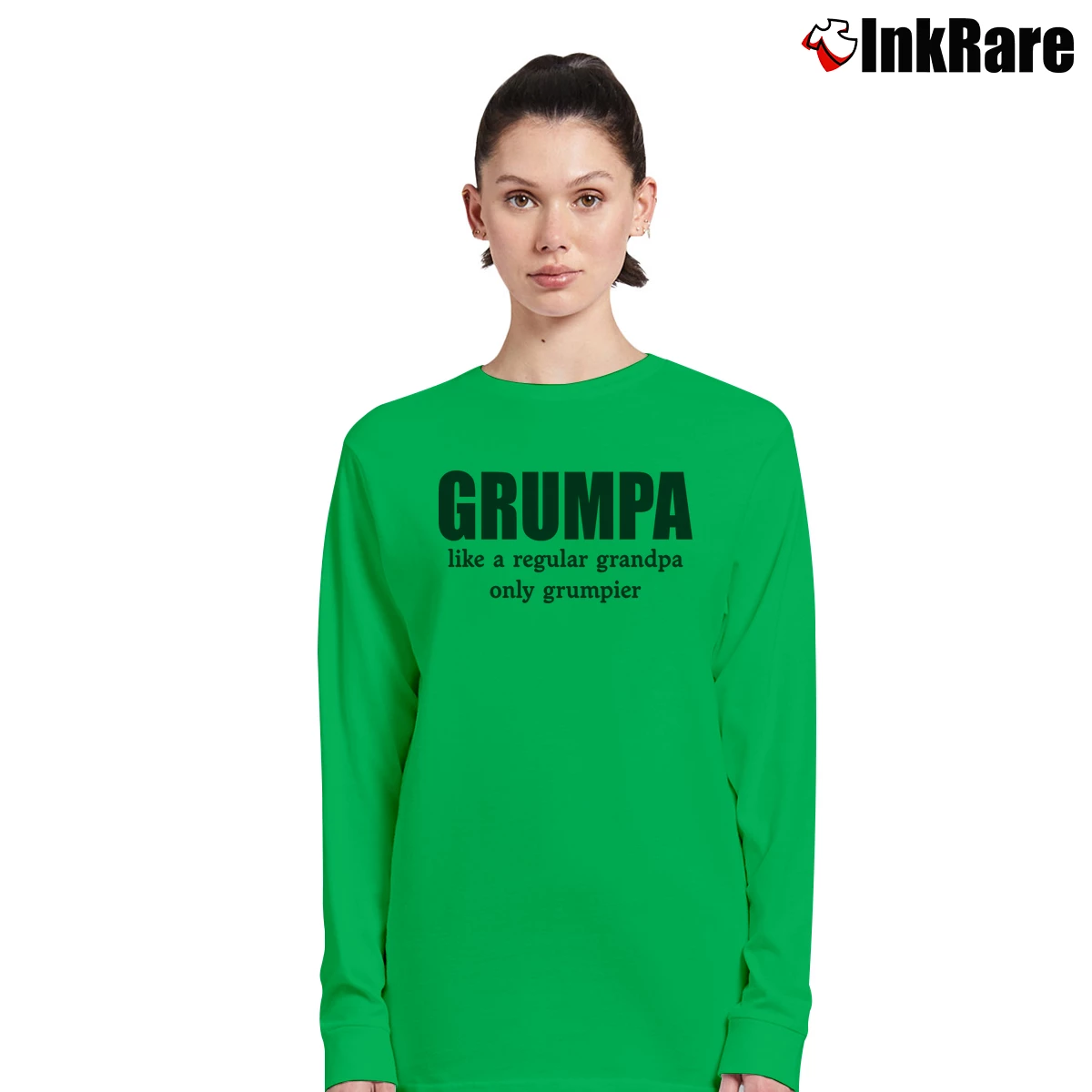 Women’s Grumpa Like A Regular Grandpa Only Grumpier Long-Sleeve Top in irish green | Sleek, Versatile, All-Season