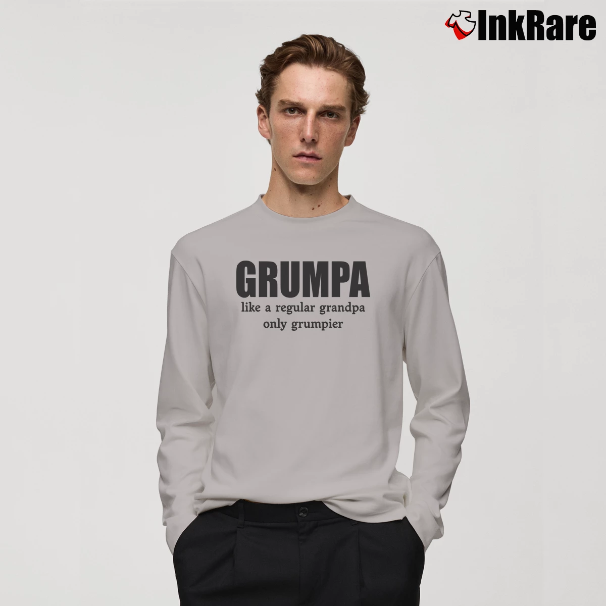 Men’s Grumpa Like A Regular Grandpa Only Grumpier Long-Sleeve Shirt in sport grey | Sleek, Lightweight, Year-Round Wear