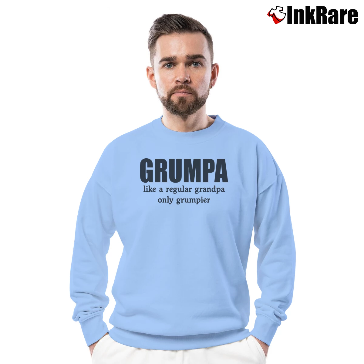Men’s Grumpa Like A Regular Grandpa Only Grumpier Crewneck Sweatshirt in light blue | Cozy Fabric, Clean Style