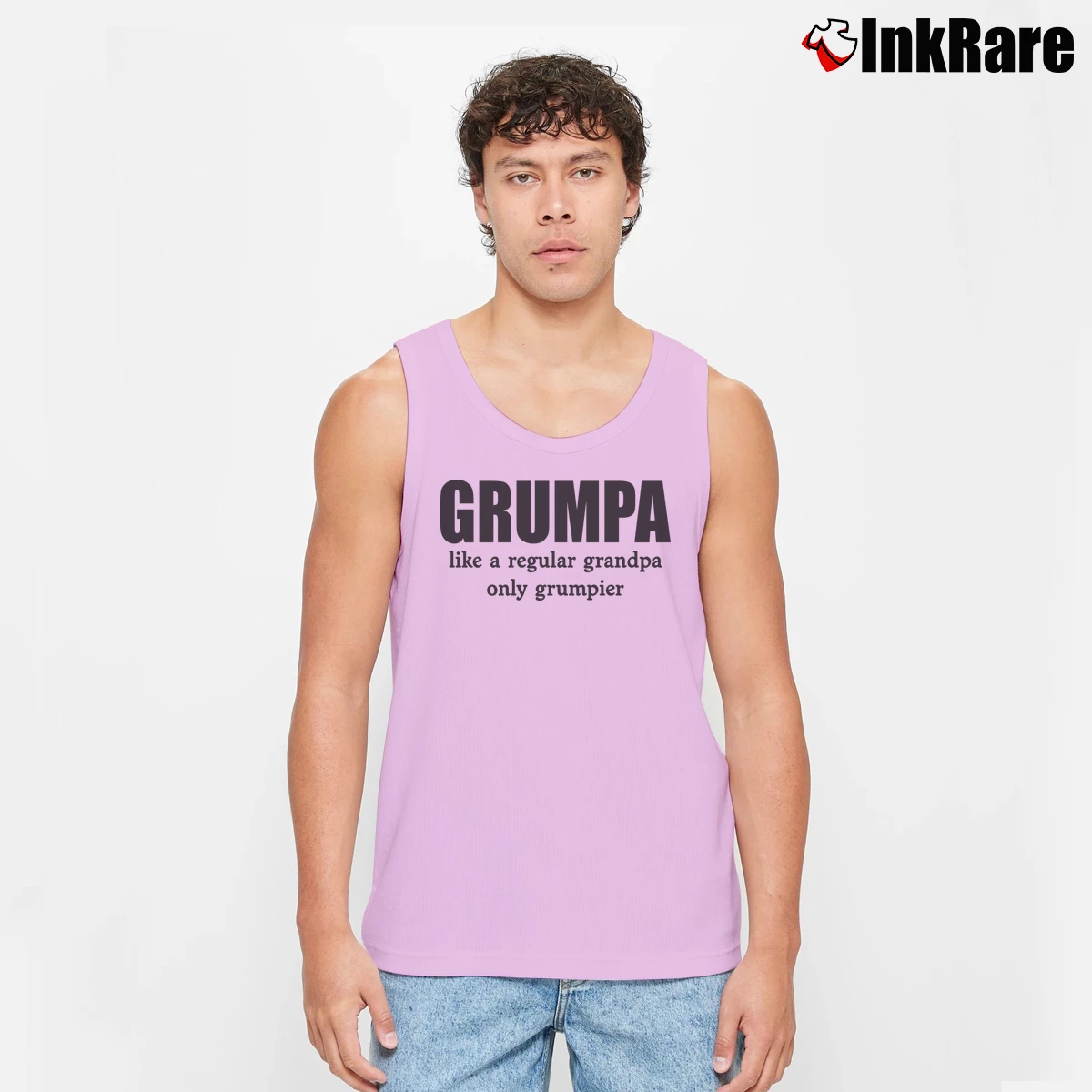 Men’s Grumpa Like A Regular Grandpa Only Grumpier Tank Top in light pink | Breathable, Active-Friendly Design