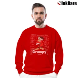 Men’s Grumpy 7 Dwarfs Snow White Magic Kingdom Disney Crewneck Sweatshirt in red | Cozy Fabric, Clean Style