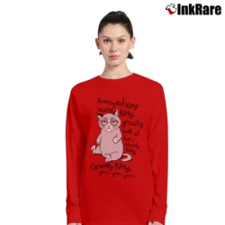 Women’s Grumpy Cat Grr Grr Grr Soft Kitty Long-Sleeve Top in red | Sleek, Versatile, All-Season