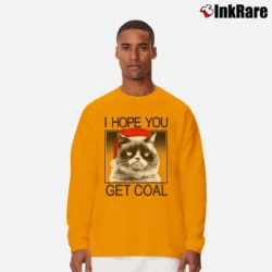Men’s Grumpy Cat Hopes You Get Coal Santa Hat Holiday Long-Sleeve Shirt in orange | Sleek, Lightweight, Year-Round Wear