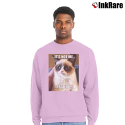 Men’s Grumpy Cat It's Not Me It's You Crewneck Sweatshirt in light pink | Cozy Fabric, Clean Style