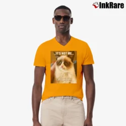 Men’s Grumpy Cat It's Not Me It's You V-Neck Tee in orange | Sharp, Breathable, Everyday Staple