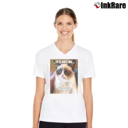 Women’s Grumpy Cat It's Not Me It's You V-Neck Tee in white | Chic Neckline, Soft Texture