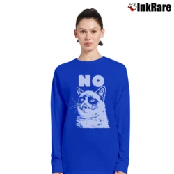 Women’s Grumpy Cat No Funny Meme Long-Sleeve Top in royal blue | Sleek, Versatile, All-Season
