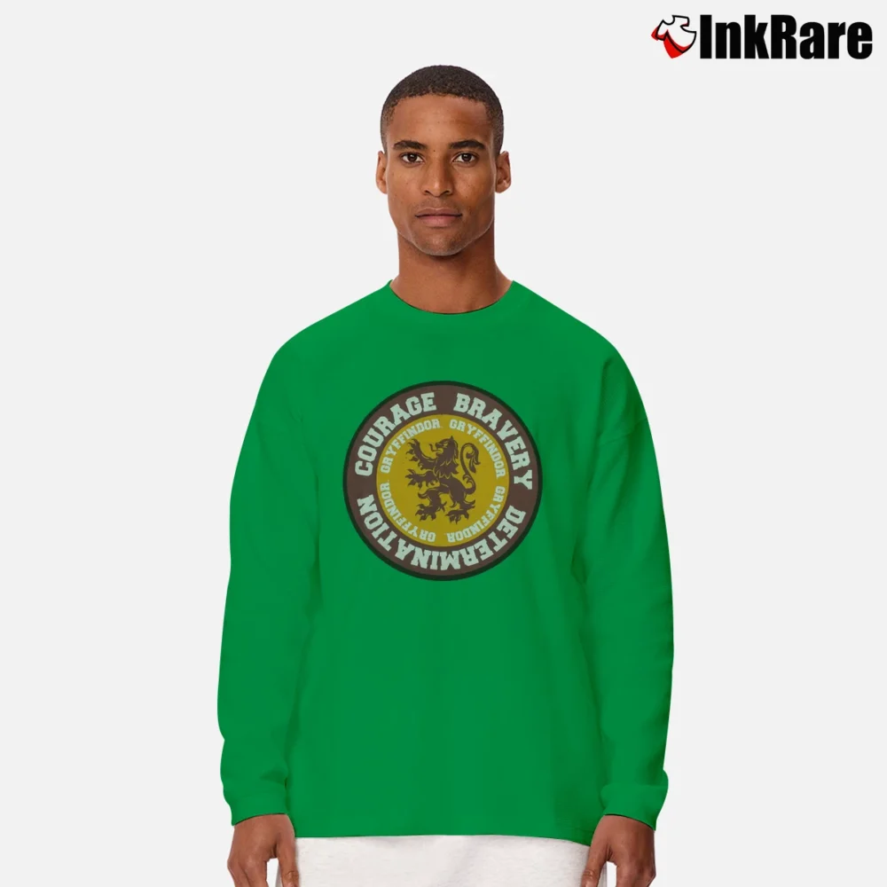 Men’s Gryffindor Courage House Long-Sleeve Shirt in irish green | Sleek, Lightweight, Year-Round Wear