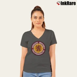 Women’s Gryffindor Courage House V-Neck Tee in charcoal | Chic Neckline, Soft Texture