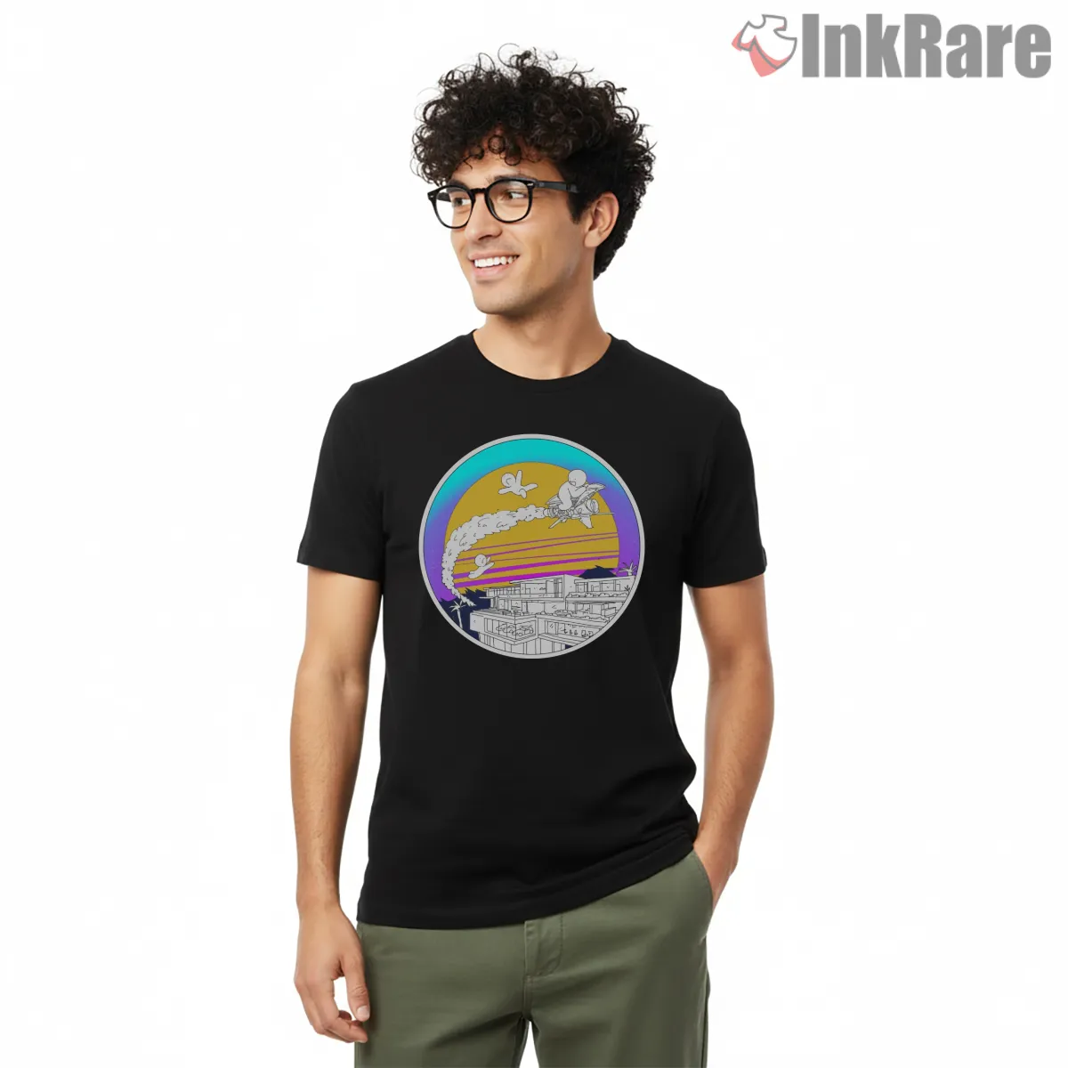 Gta Rp Cartoon Sunset Scene Funpay Inspired Shirt on black short sleeve shirt for men graphic tee