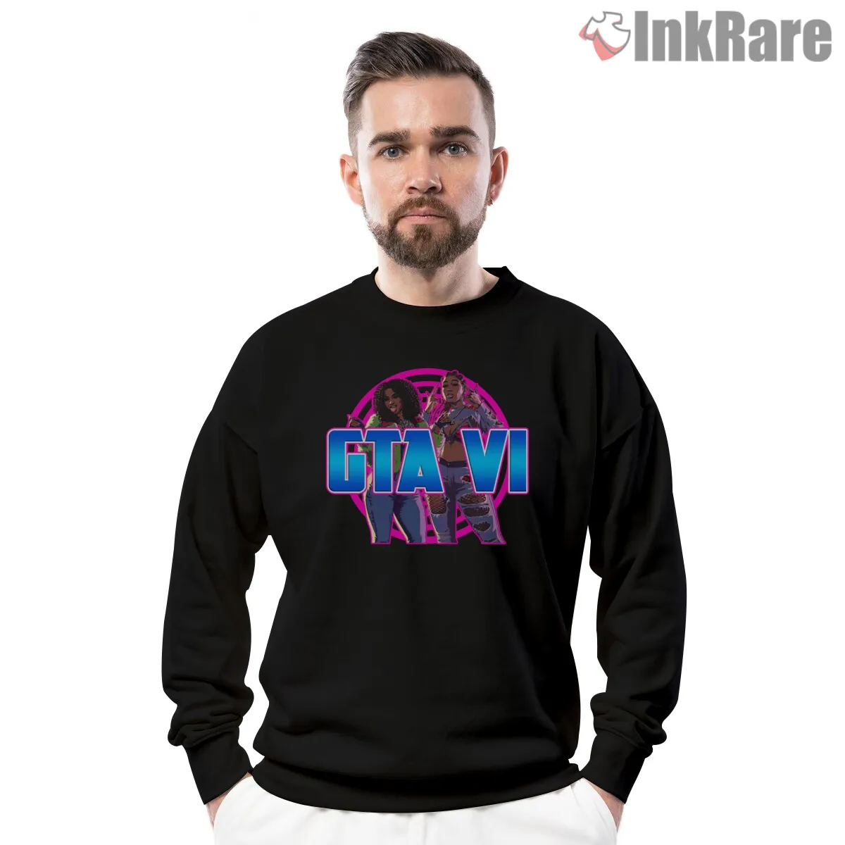 Gta Vi Neon Duo Character Vice City Style Shirt on graphic shirt for men graphic tee