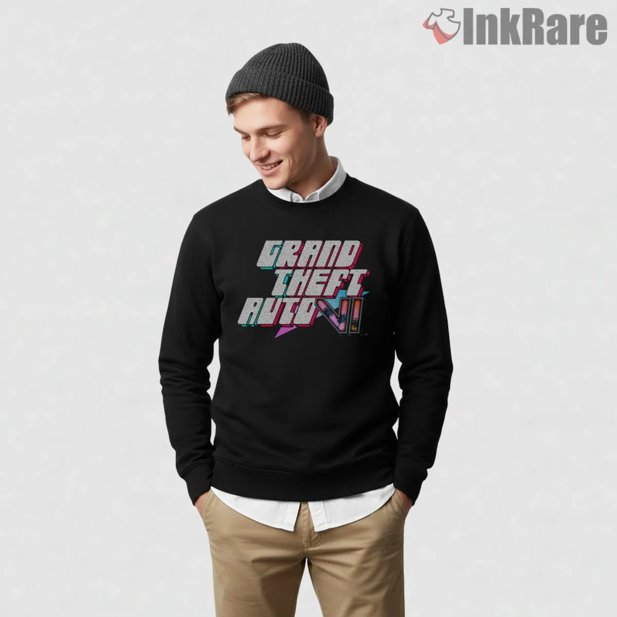 Gta Vi Neon Gradient Logo Vice City Style Shirt on graphic shirt for men graphic tee