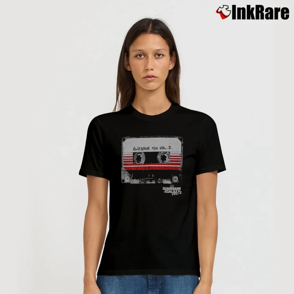 Women’s Guardians Of The Galaxy Awesome Mix Tape Vol 2 Signature T-Shirt in black | Soft, Flattering Fit