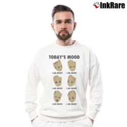 Men’s Guardians Of The Galaxy Groot Today's Mood Marvel Crewneck Sweatshirt in white | Cozy Fabric, Clean Style