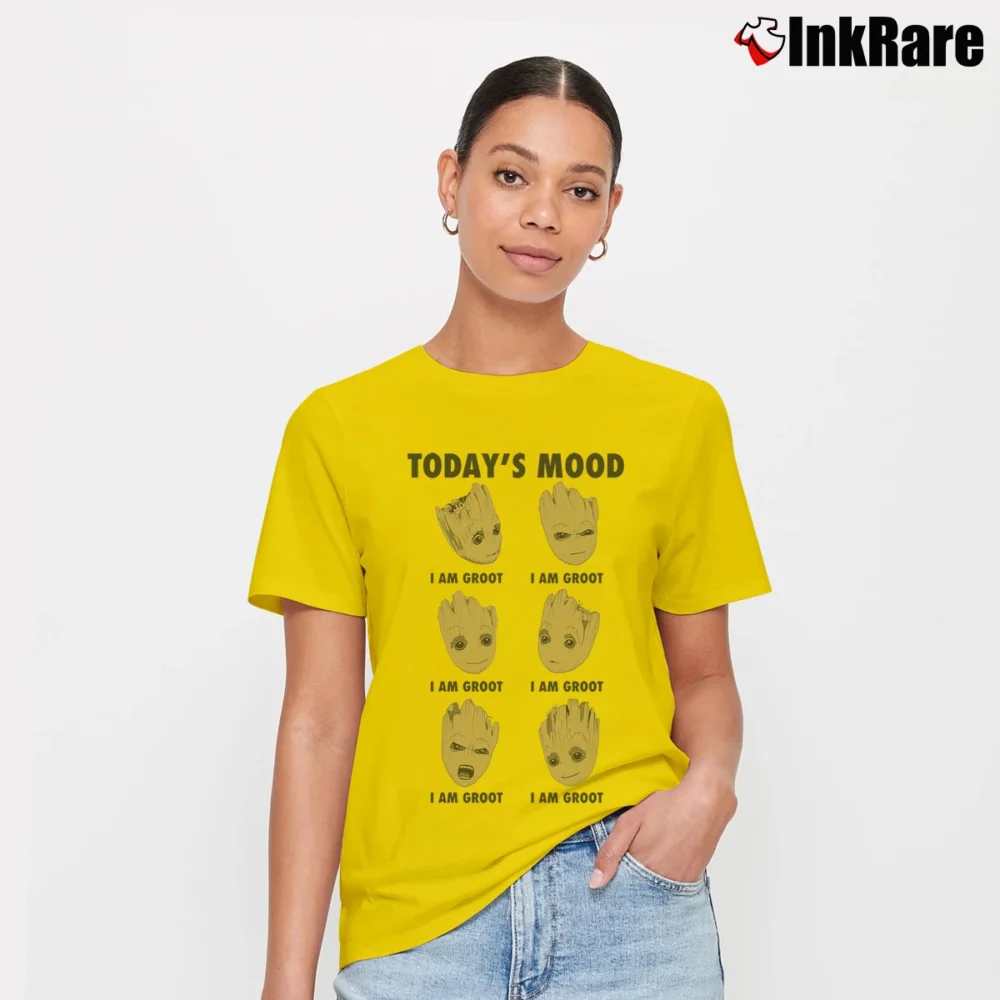 Women’s Guardians Of The Galaxy Groot Today's Mood Marvel Signature T-Shirt in yellow | Soft, Flattering Fit