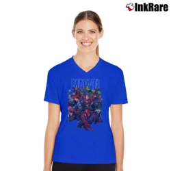 Women’s Guardians Of The Galaxy Marvel Avengers Team Up V-Neck Tee in royal blue | Chic Neckline, Soft Texture