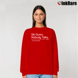Women’s Guardiola Sit Down Nobody Talk Relaxed Sweatshirt in red | Soft, Laid-Back Vibe