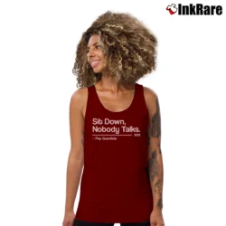 Women’s Guardiola Sit Down Nobody Talk Tank Top in maroon | Lightweight, Movement-Friendly