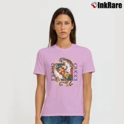 Women’s Gucci Brand Tiger Fighting Fashion Graphic Signature T-Shirt in light pink | Soft, Flattering Fit