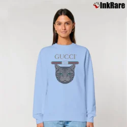 Women’s Gucci Cat Graphic Relaxed Sweatshirt in light blue | Soft, Laid-Back Vibe