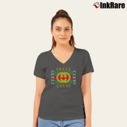 Women’s Gucci Children's Logo Graphic V-Neck Tee in charcoal | Chic Neckline, Soft Texture