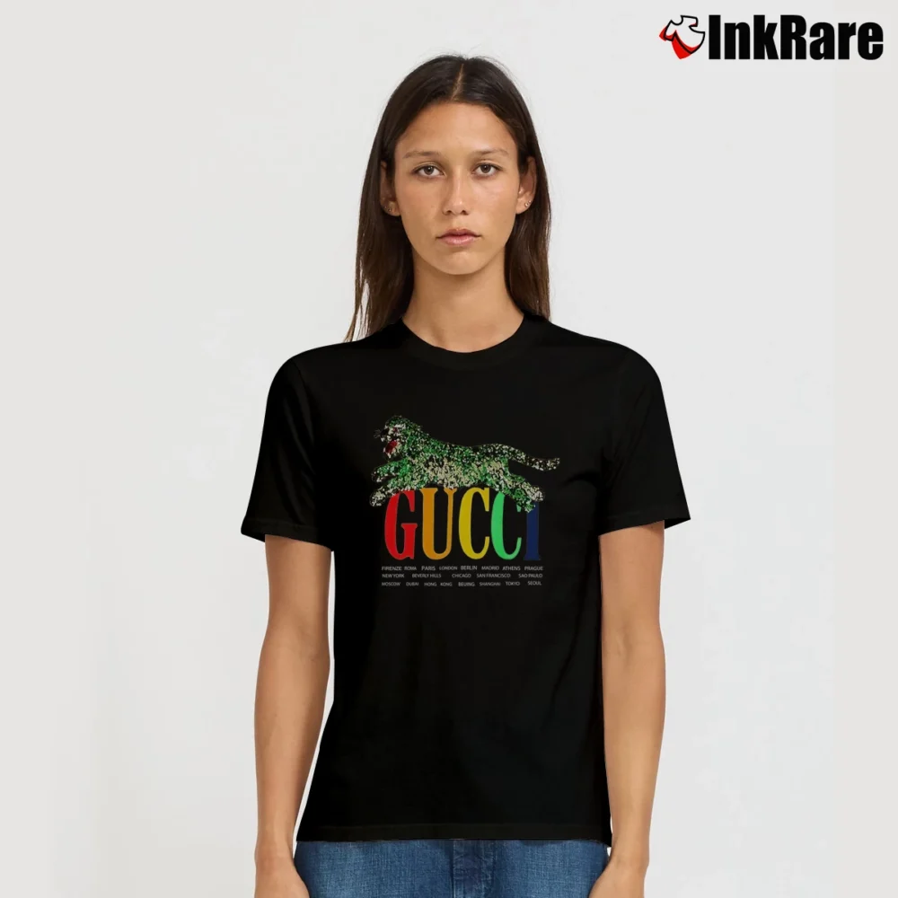 Women’s Gucci Cities And Tiger Signature T-Shirt in black | Soft, Flattering Fit