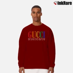 Men’s Gucci Cities Typography Long-Sleeve Shirt in maroon | Sleek, Lightweight, Year-Round Wear