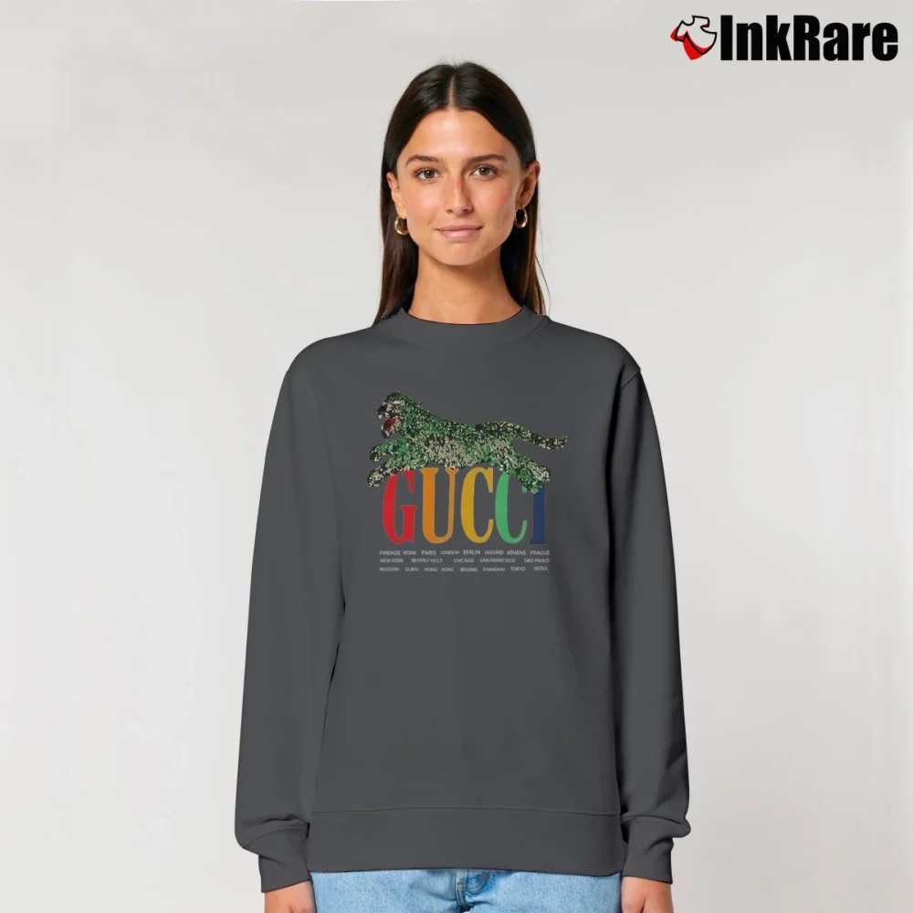 Women’s Gucci Cities With Tiger Graphic Relaxed Sweatshirt in charcoal | Soft, Laid-Back Vibe