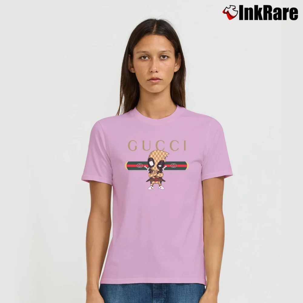 Women’s Gucci Deadpool Parody Graphic Signature T-Shirt in light pink | Soft, Flattering Fit