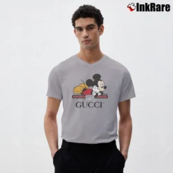 Men’s Gucci Disney Mickey Mouse Classic V-Neck Tee in sport grey | Sharp, Breathable, Everyday Staple