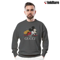 Men’s Gucci Disney Mickey Mouse Crewneck Sweatshirt in charcoal | Cozy Fabric, Clean Style