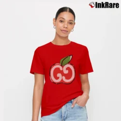 Women’s Gucci Gg Apple Pink 1980 Retro Logo Signature T-Shirt in red | Soft, Flattering Fit