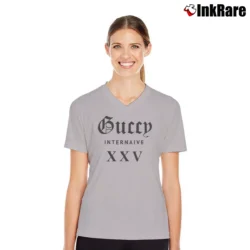 Women’s Gucci Guccy Internaive XXV Graphic V-Neck Tee in sport grey | Chic Neckline, Soft Texture
