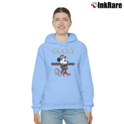 Women’s Gucci Happy Mickey Mouse Fashion Cozy Hoodie in light blue | Warm, Structured, Stylish