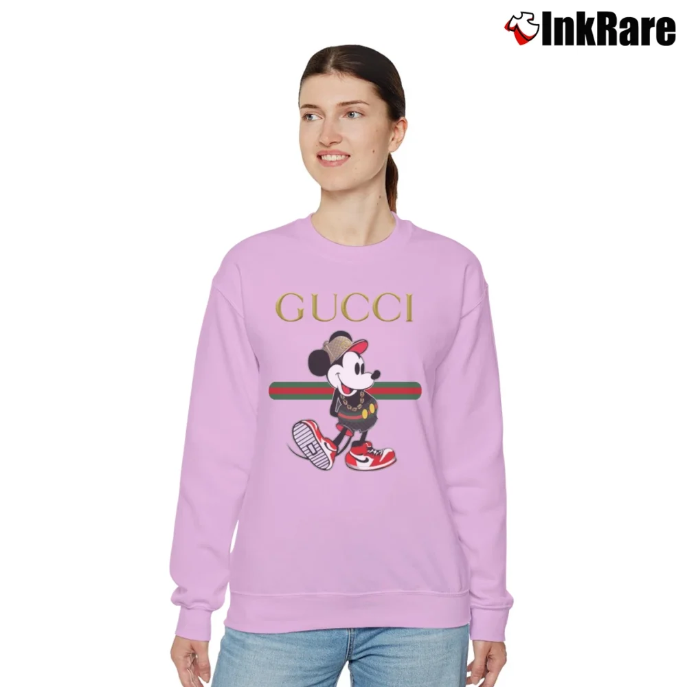 Women’s Gucci Happy Mickey Mouse Fashion Relaxed Sweatshirt in light pink | Soft, Laid-Back Vibe