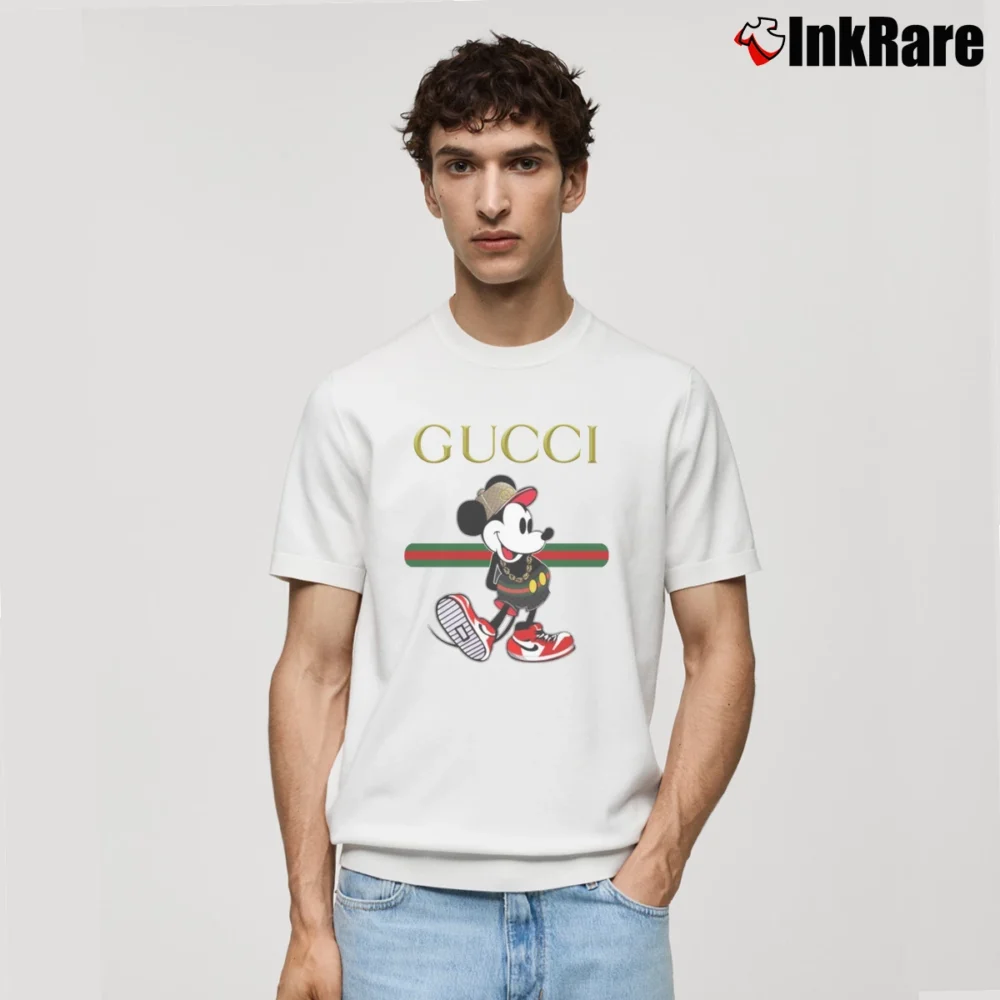 Men’s Gucci Happy Mickey Mouse Fashion Classic T-Shirt in white | Soft, Breathable Everyday Wear