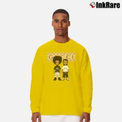 Men’s Gucci Inspired Mickey Mouse Custom Vacation Long-Sleeve Shirt in yellow | Sleek, Lightweight, Year-Round Wear
