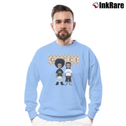 Men’s Gucci Inspired Mickey Mouse Custom Vacation Crewneck Sweatshirt in light blue | Cozy Fabric, Clean Style