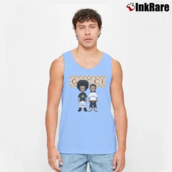Men’s Gucci Inspired Mickey Mouse Custom Vacation Tank Top in light blue | Breathable, Active-Friendly Design
