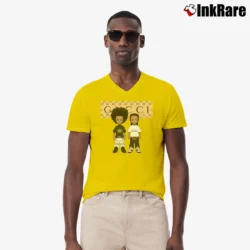 Men’s Gucci Inspired Mickey Mouse Custom Vacation V-Neck Tee in yellow | Sharp, Breathable, Everyday Staple