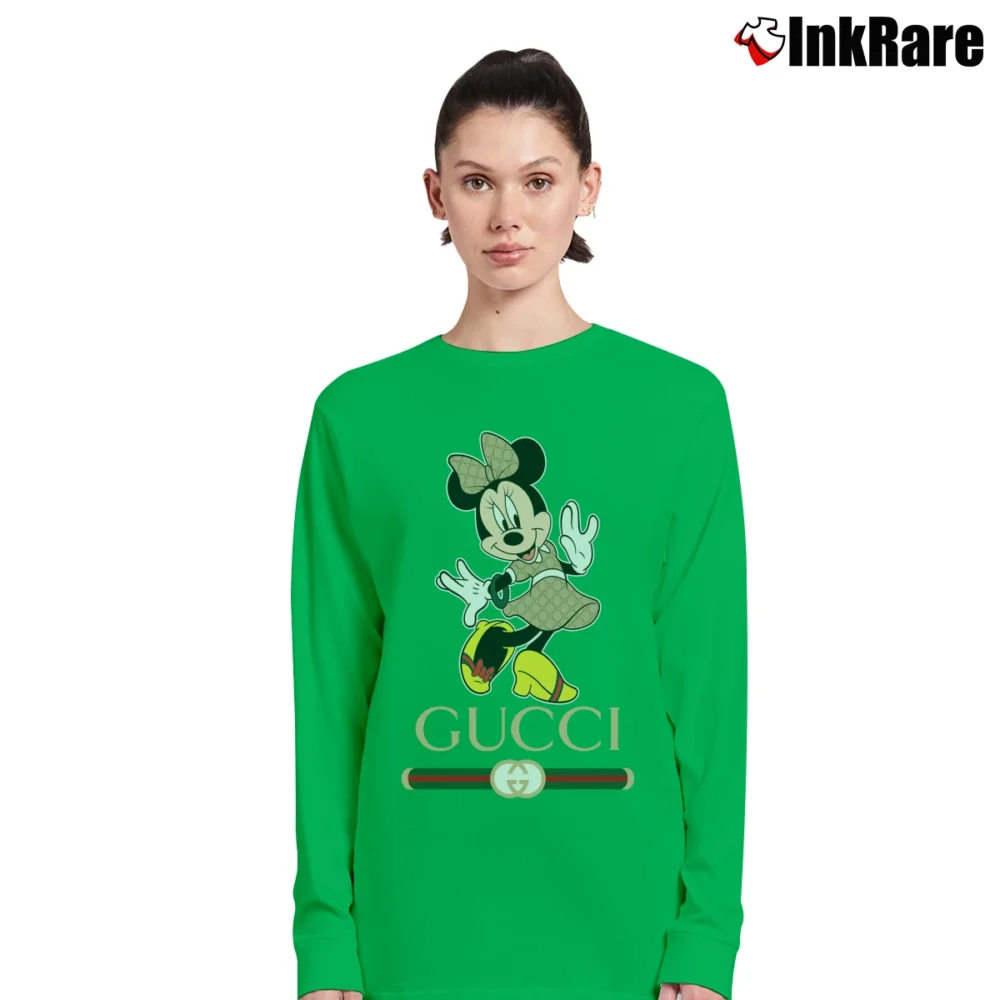 Women’s Gucci Inspired Mickey Mouse Long-Sleeve Top in irish green | Sleek, Versatile, All-Season