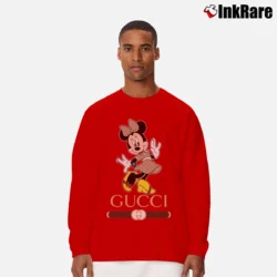 Men’s Gucci Inspired Mickey Mouse Long-Sleeve Shirt in red | Sleek, Lightweight, Year-Round Wear