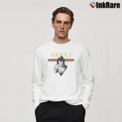 Men’s Gucci Inspired Vegeta Dragon Ball Hypebeast Long-Sleeve Shirt in white | Sleek, Lightweight, Year-Round Wear