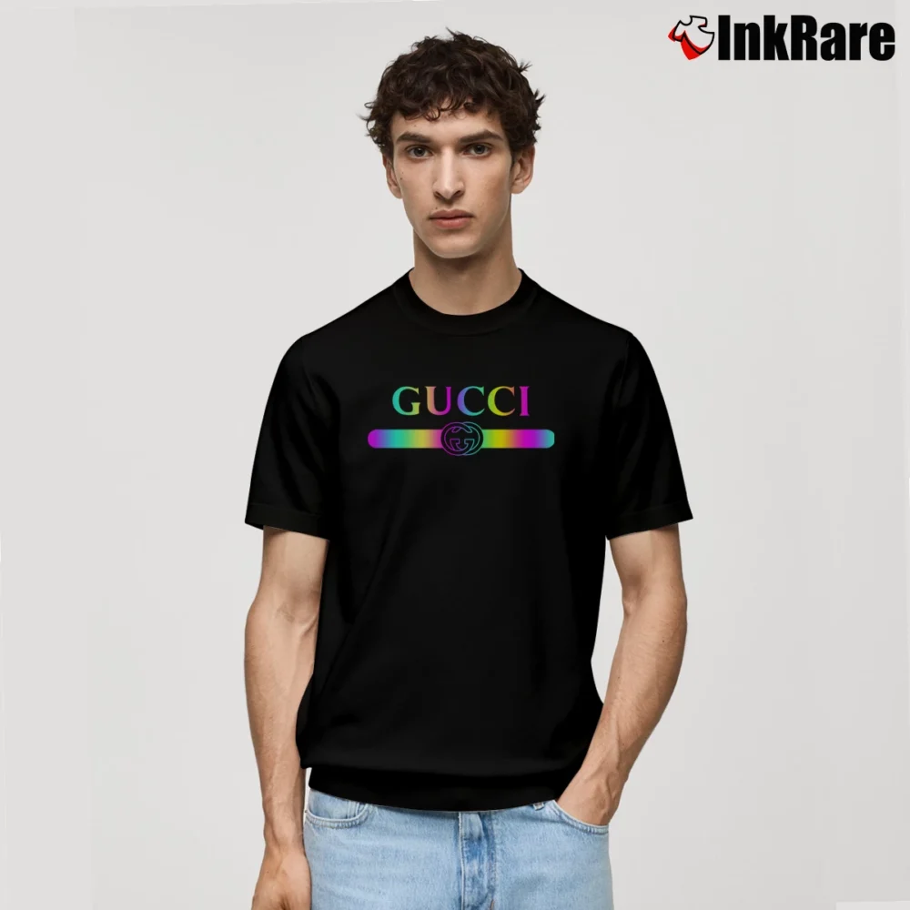 Men’s Gucci Logo Multi Color Classic T-Shirt in black | Soft, Breathable Everyday Wear
