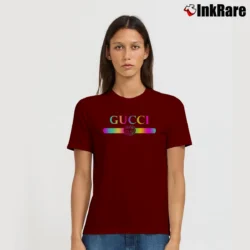 Women’s Gucci Logo Multi Color Signature T-Shirt in maroon | Soft, Flattering Fit