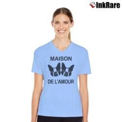 Women’s Gucci Maison De L'amour Logo V-Neck Tee in light blue | Chic Neckline, Soft Texture