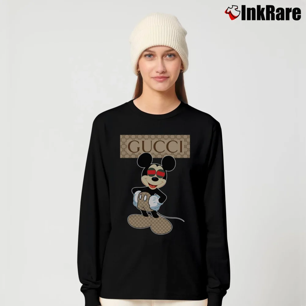 Women’s Gucci Mickey Mouse Custom Fashion Long-Sleeve Top in black | Sleek, Versatile, All-Season